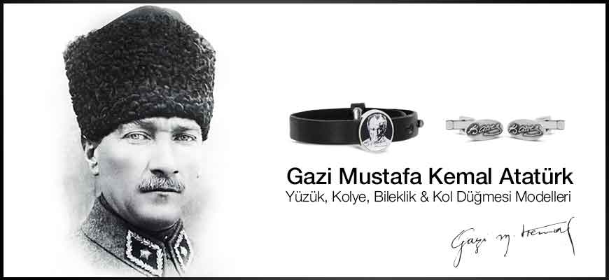 Mustafa Kemal Atatürk Yüzük, Kolye, Bilekli & Kol Düğmesi
