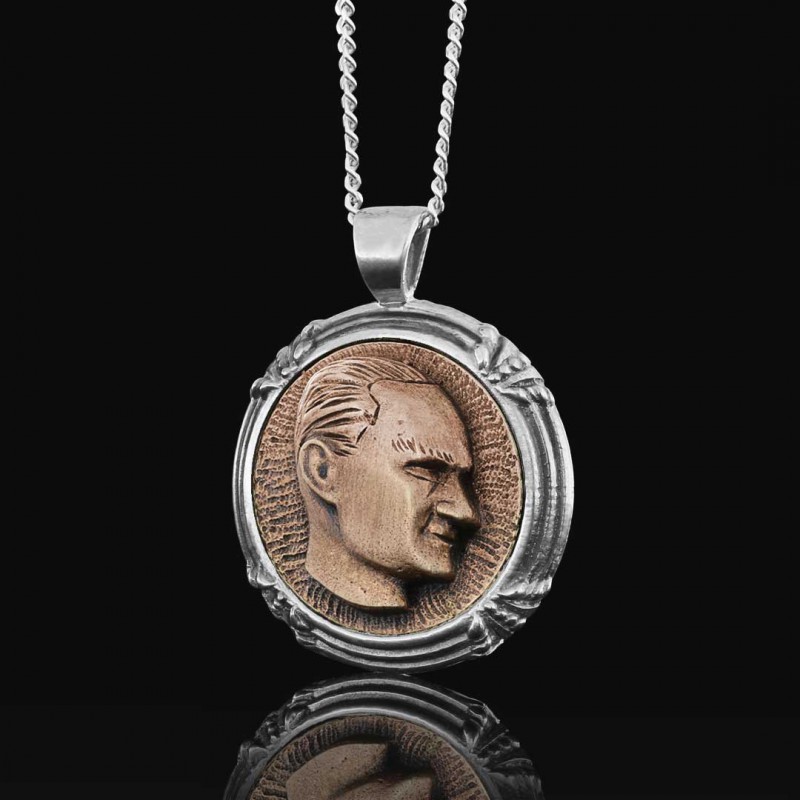 925 Ayar Gümüş Atatürk Portre Kolye