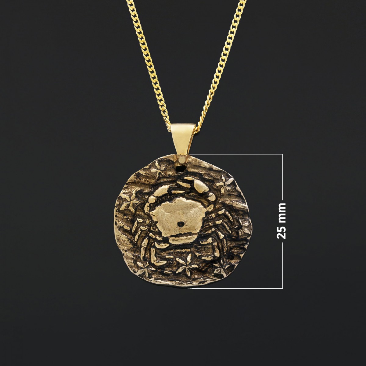 925 Ayar Gümüş Gold Kaplama Özel Tasarım Yengeç Burcu Kolye 925 Ayar Gümüş Gold Kaplama Özel Tasarım Yengeç Burcu Kolye