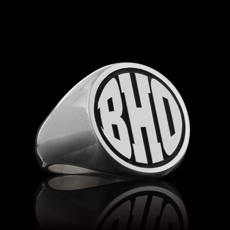 925 Ayar Gümüş Monogram BHO Harfli Yüzük