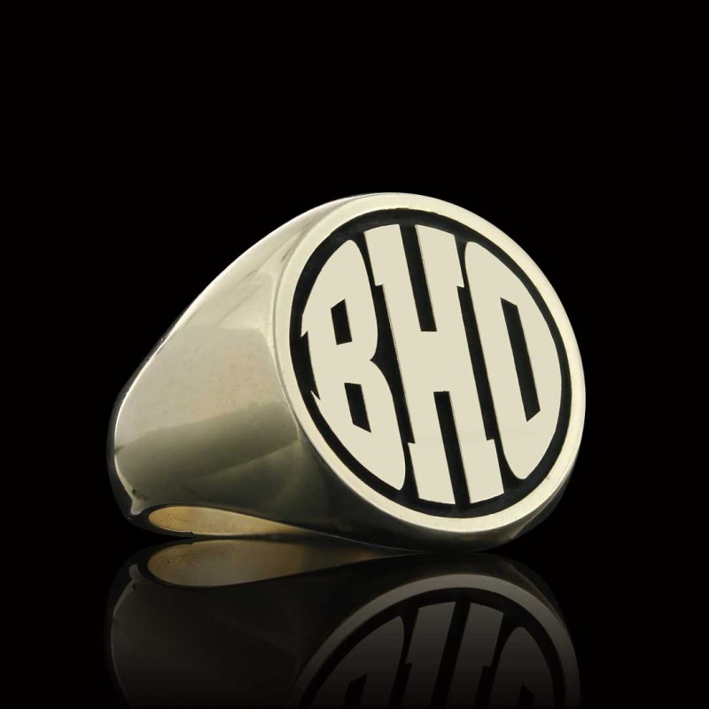 925 Ayar Gümüş Monogram BHO Harfli Yüzük