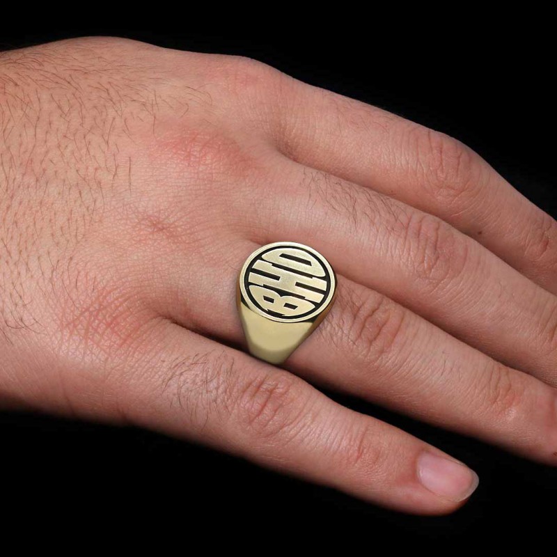 925 Ayar Gümüş Monogram BHO Harfli Yüzük