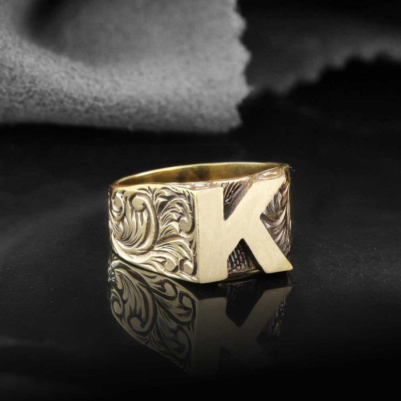 925 Ayar Gümüş Monogram K Harfi Kadın Yüzüğü