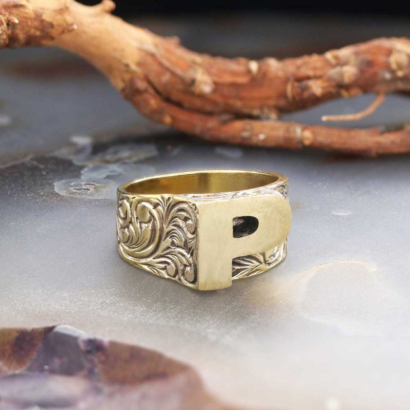 925 Ayar Gümüş Monogram P Harfi Kadın Yüzüğü