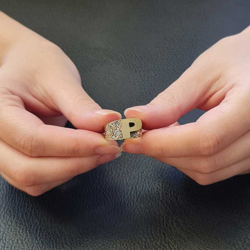 925 Ayar Gümüş Monogram P Harfi Kadın Yüzüğü