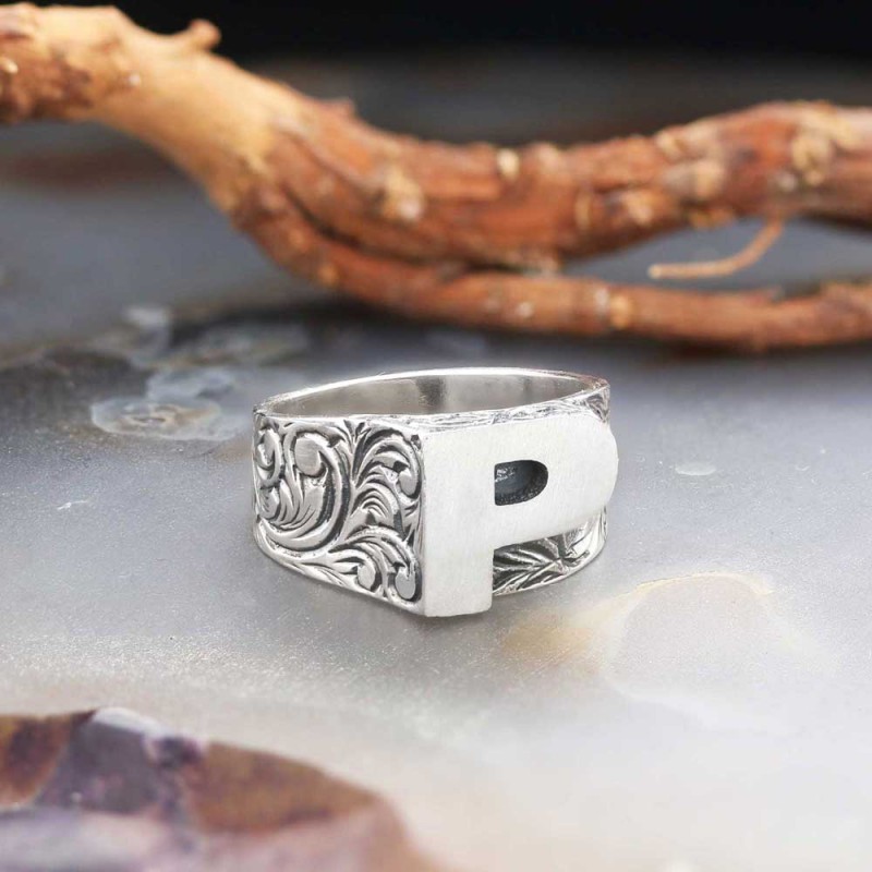 925 Ayar Gümüş Monogram P Harfi Kadın Yüzüğü