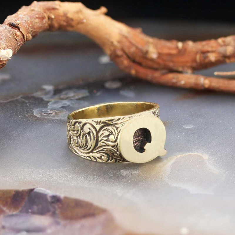 925 Ayar Gümüş Monogram Q Harfi Kadın Yüzüğü