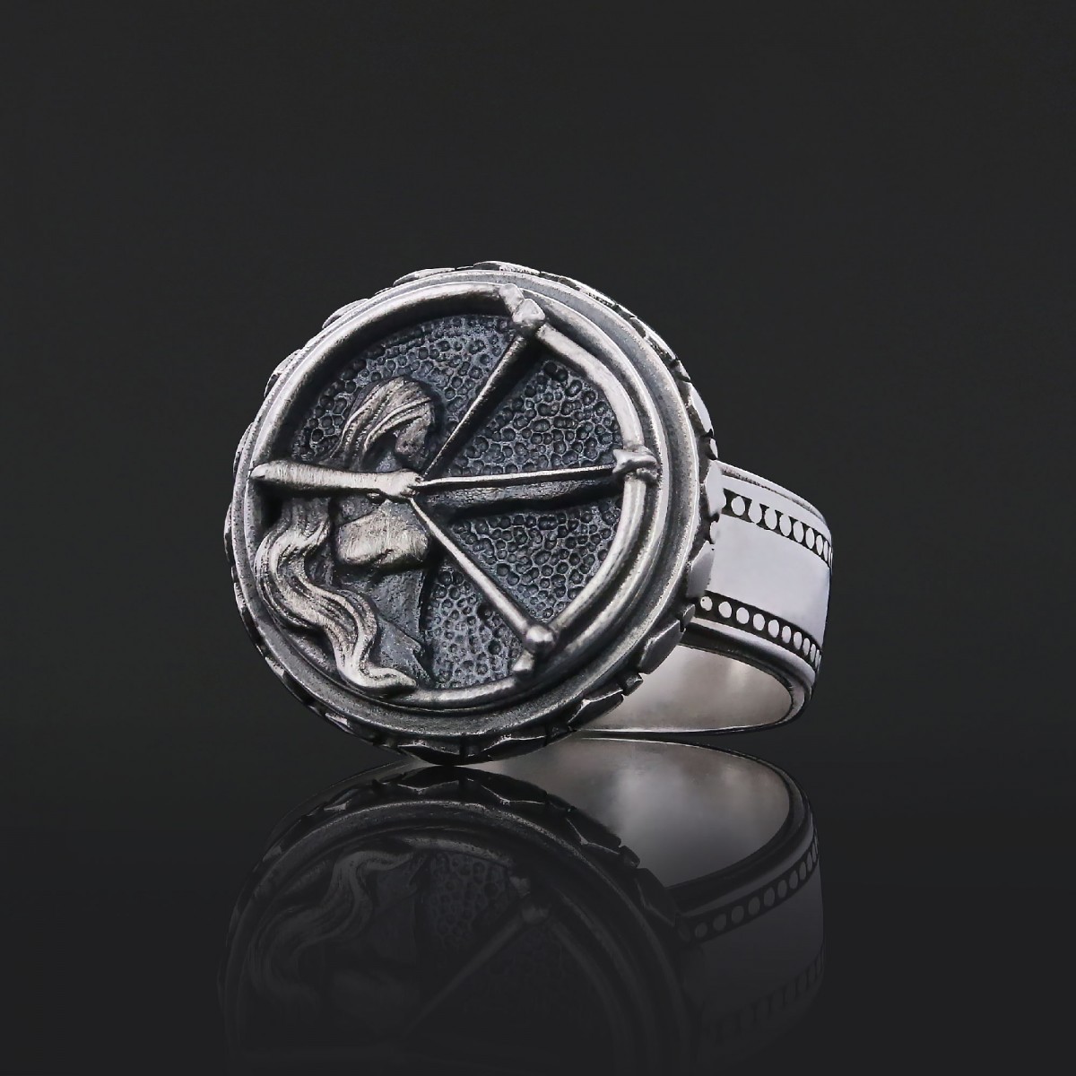 925 Ayar Gümüş Özel Üretim El Yapımı Yay Burcu Yüzük 925 Ayar Gümüş Özel Üretim El Yapımı Yay Burcu Yüzük