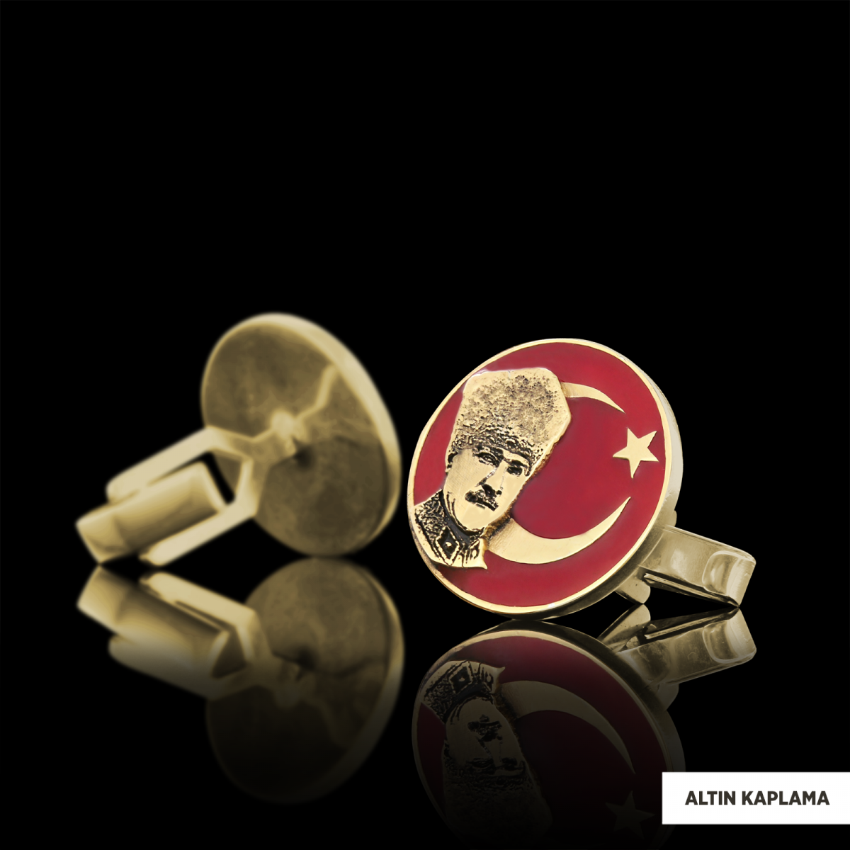 Atatürk Kol Düğmesi, 925 Ayar Gümüş Atatürk Kol Düğmesi, Özel Tasarım ve Usta El İşçiliği Atatürk Kol Düğmesi