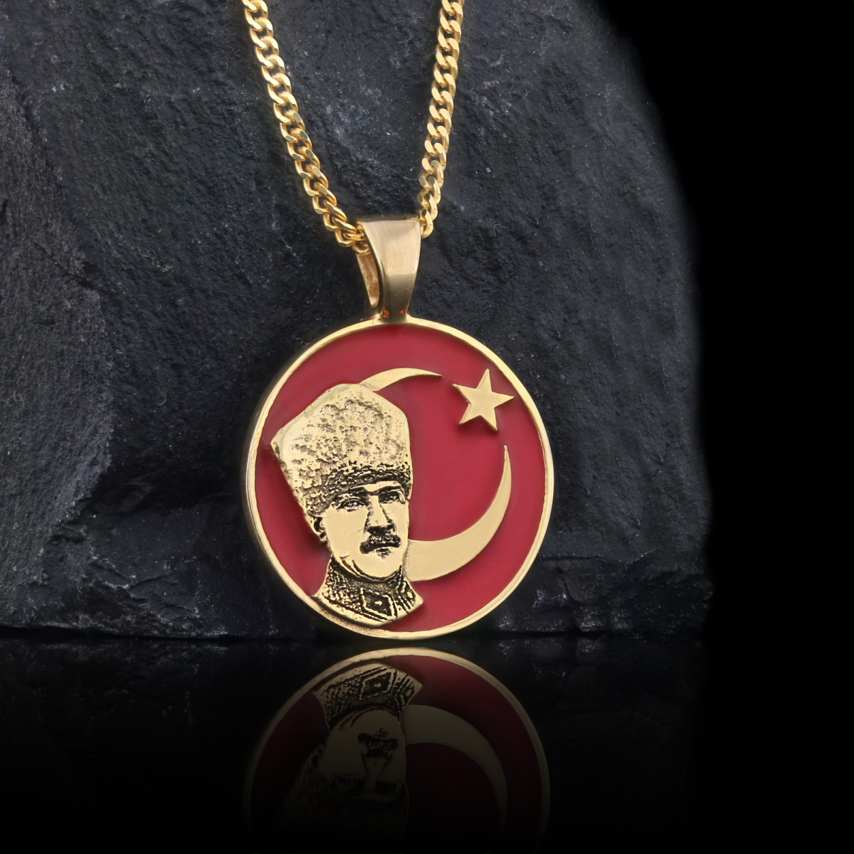 Ay Yıldız Atatürk Kolye, Özel Tasarım Ay Yıldız Atatürk Kolye, Gümüş Ay Yıldız Atatürk Kolye