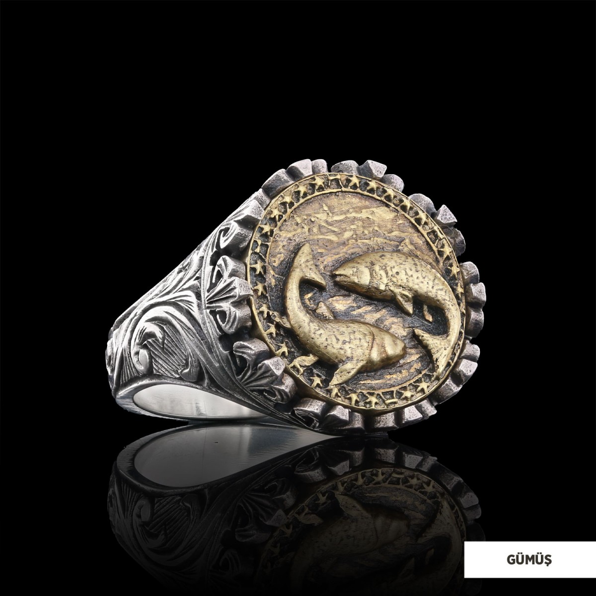 Balık Burcu Yüzük, 925 Ayar Gümüş Balık Burç Yüzük Balık Burcu Yüzük, 925 Ayar Gümüş Balık Burç Yüzük