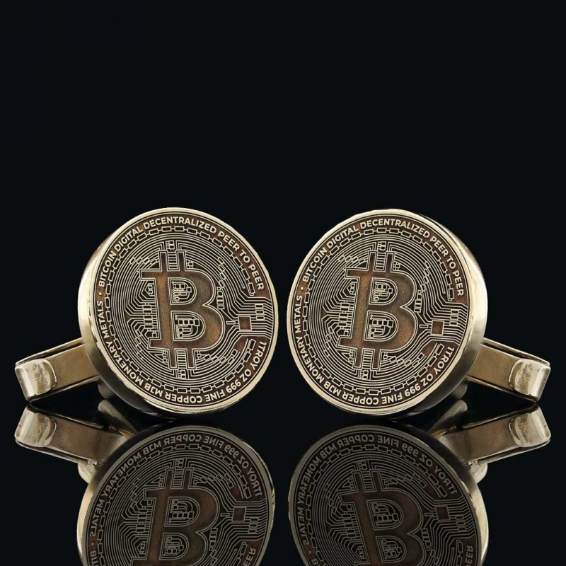 Özel Tasarım 925 Ayar Gümüş Bitcoin Hatıra Kol Düğmesi