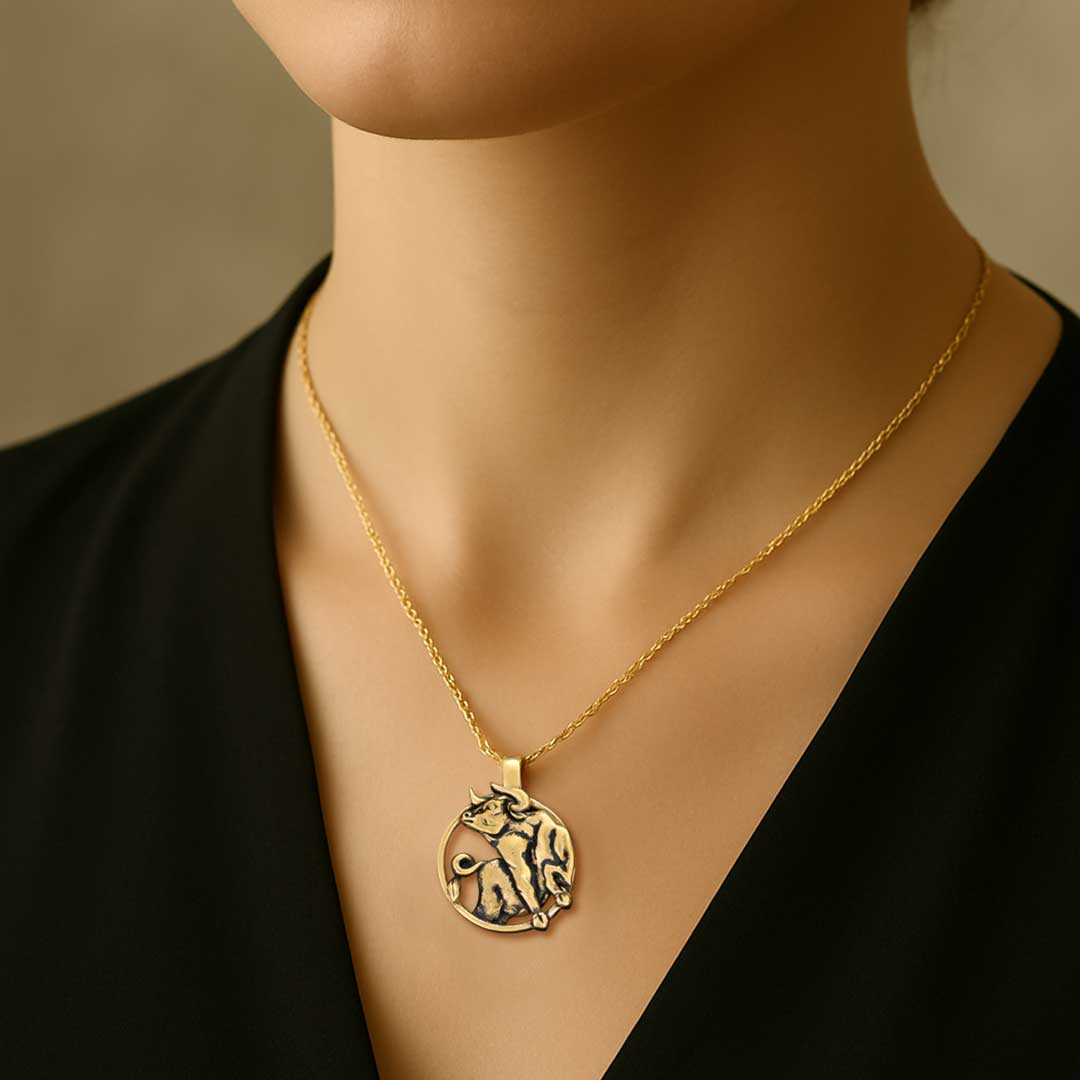Boğa Burcu Altın Kaplama El Yapımı Özel Gümüş Kolye Boğa Burcu Altın Kaplama El Yapımı Özel Gümüş Kolye