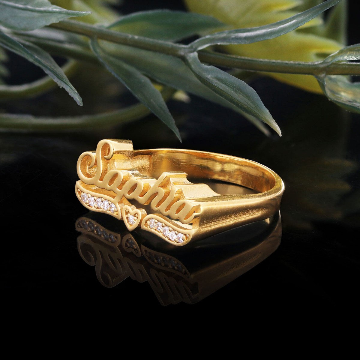 İsimli Özel Tasarım Taşlı Gümüş Yüzük