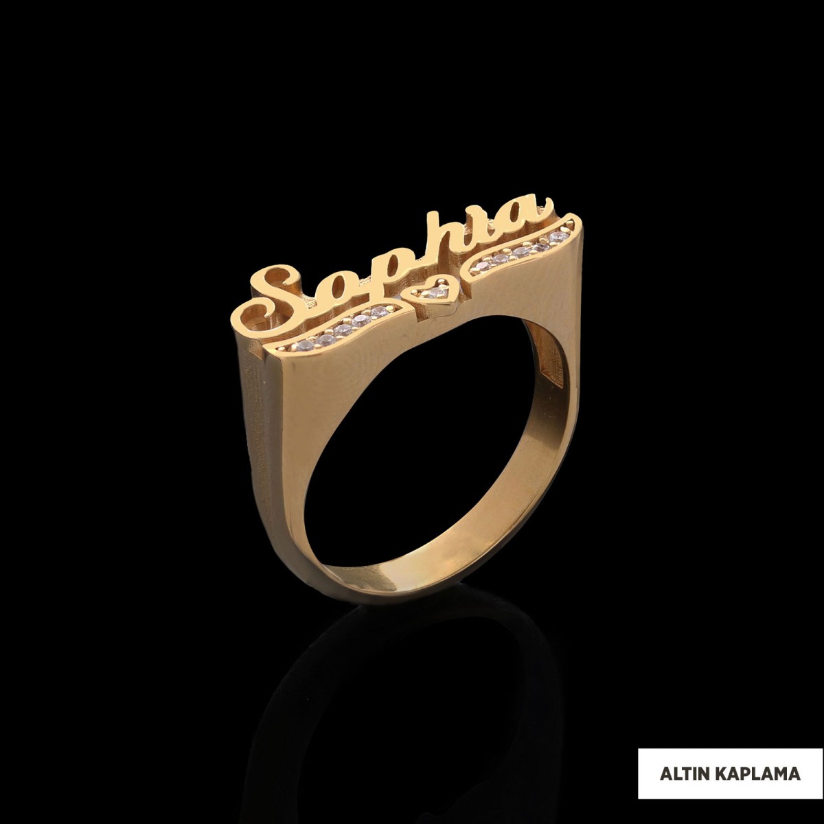 İsimli Özel Tasarım Taşlı Gümüş Yüzük
