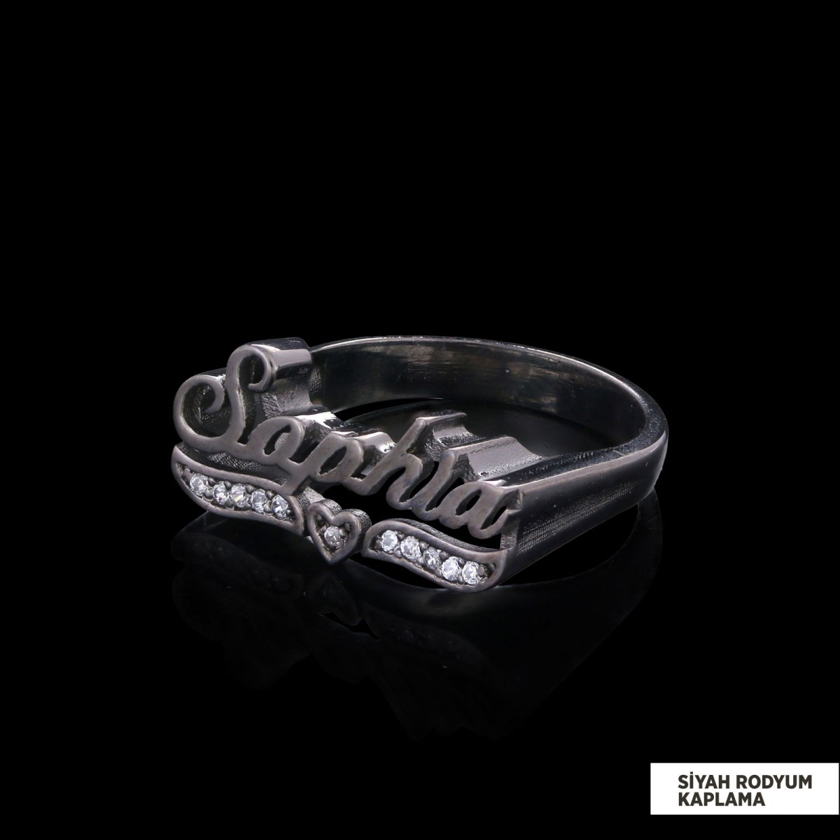 İsimli Özel Tasarım Taşlı Gümüş Yüzük