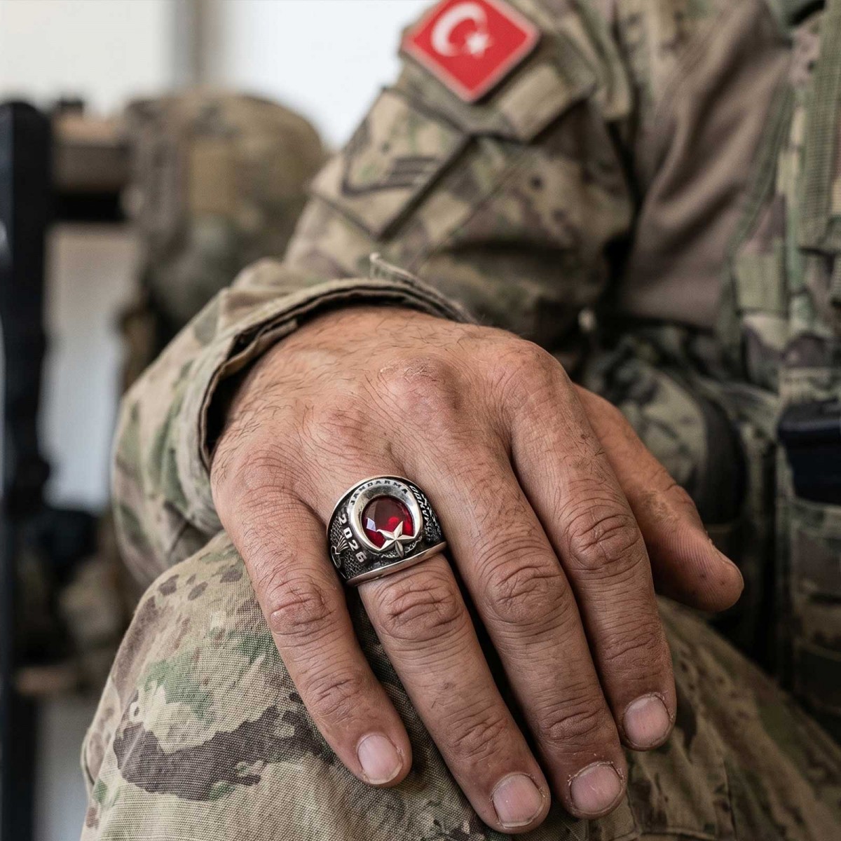 Jandarma Uzman Komando Yüzüğü 2026 Göktürkçe Türk Logolu