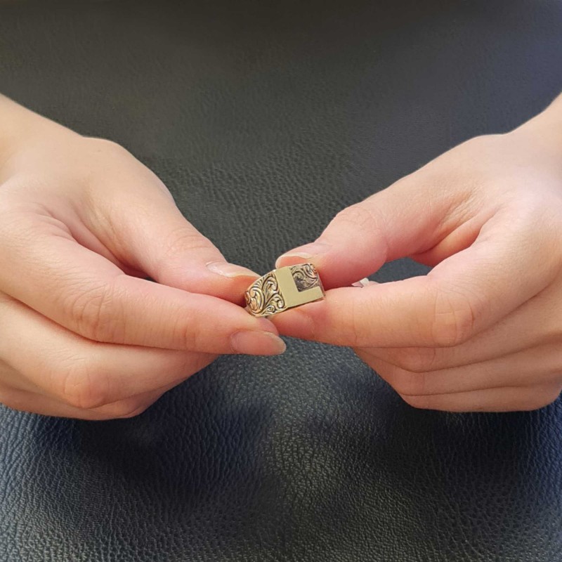 L Kalın Harfi 925 Ayar Gümüş Monogram Bayan Yüzük
