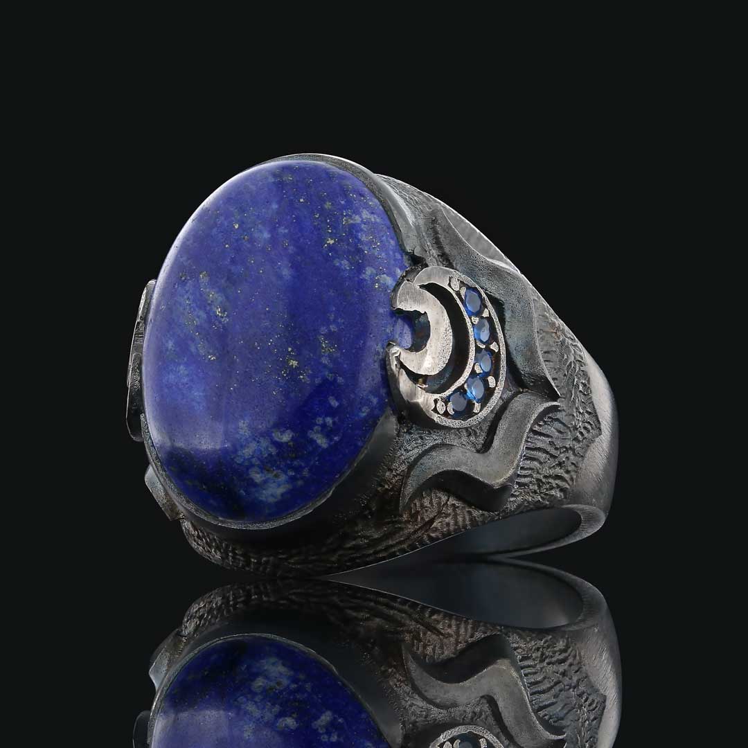 Lapis Taşlı Özel Tasarım Gümüş Erkek Yüzük, Lapis Erkek Yüzük