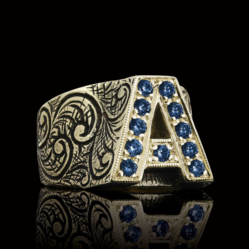 Monogram A Harfli Gümüş Yüzük