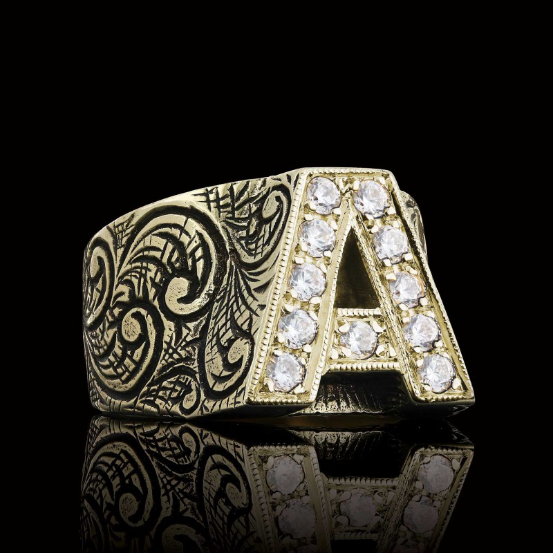 Monogram A Harfli Gümüş Yüzük