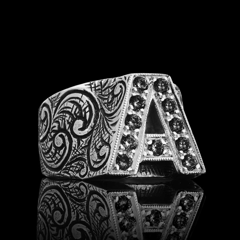 Monogram A Harfli Gümüş Yüzük