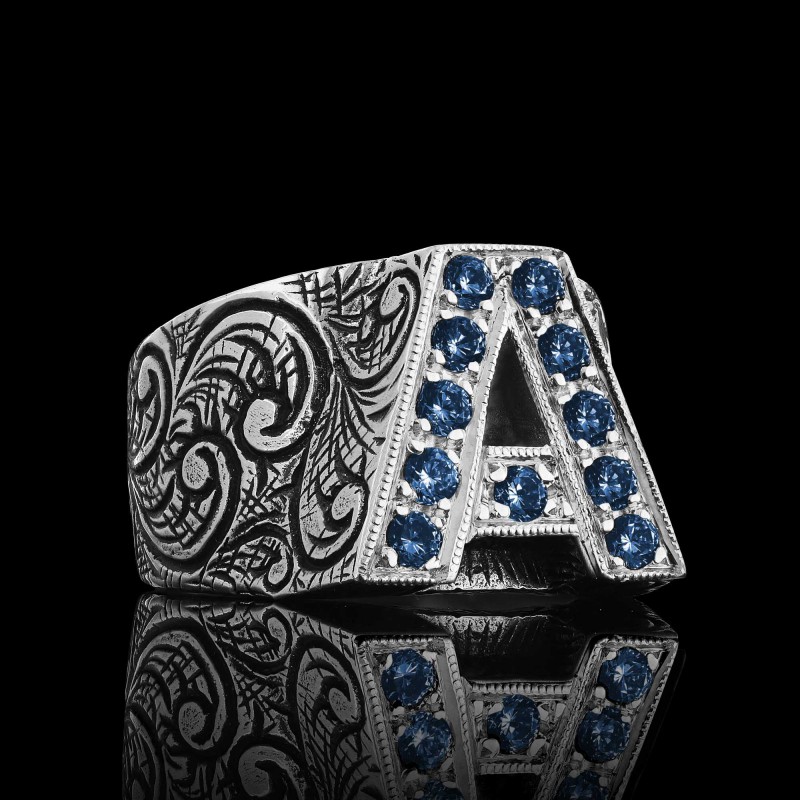 Monogram A Harfli Gümüş Yüzük