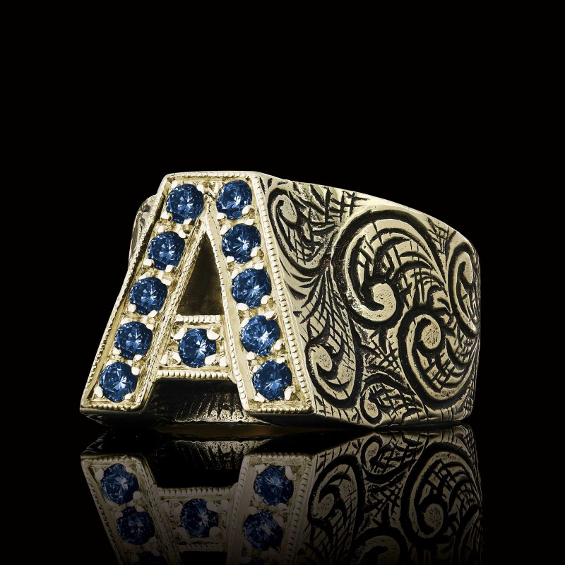 Monogram A Harfli Gümüş Yüzük