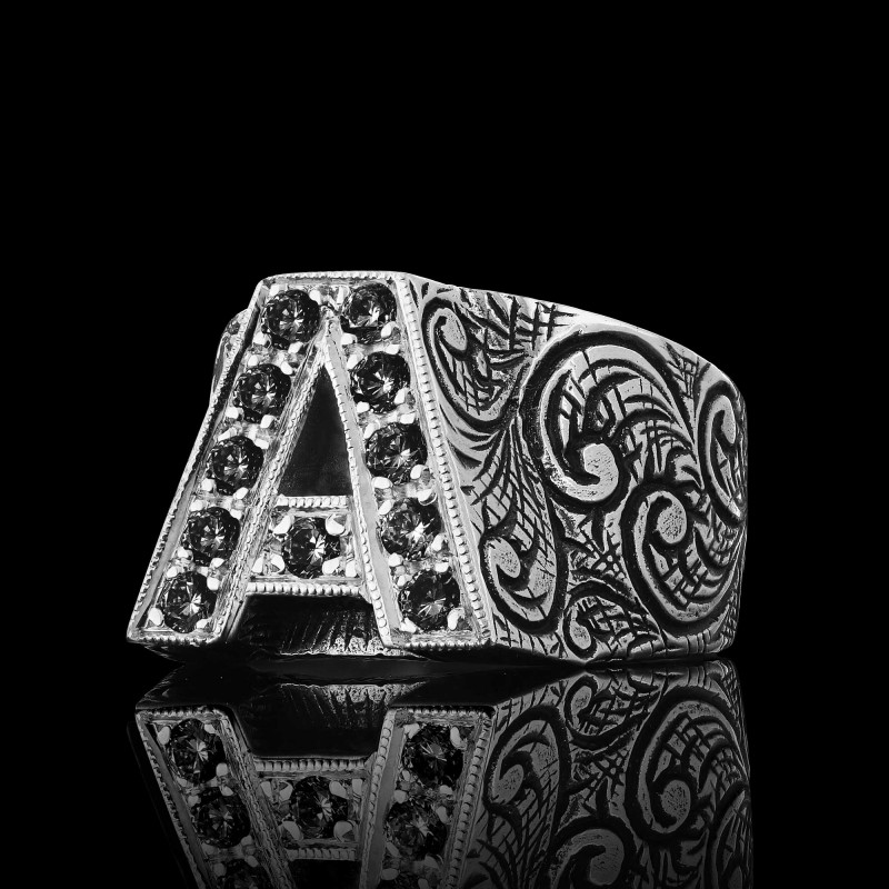 Monogram A Harfli Gümüş Yüzük