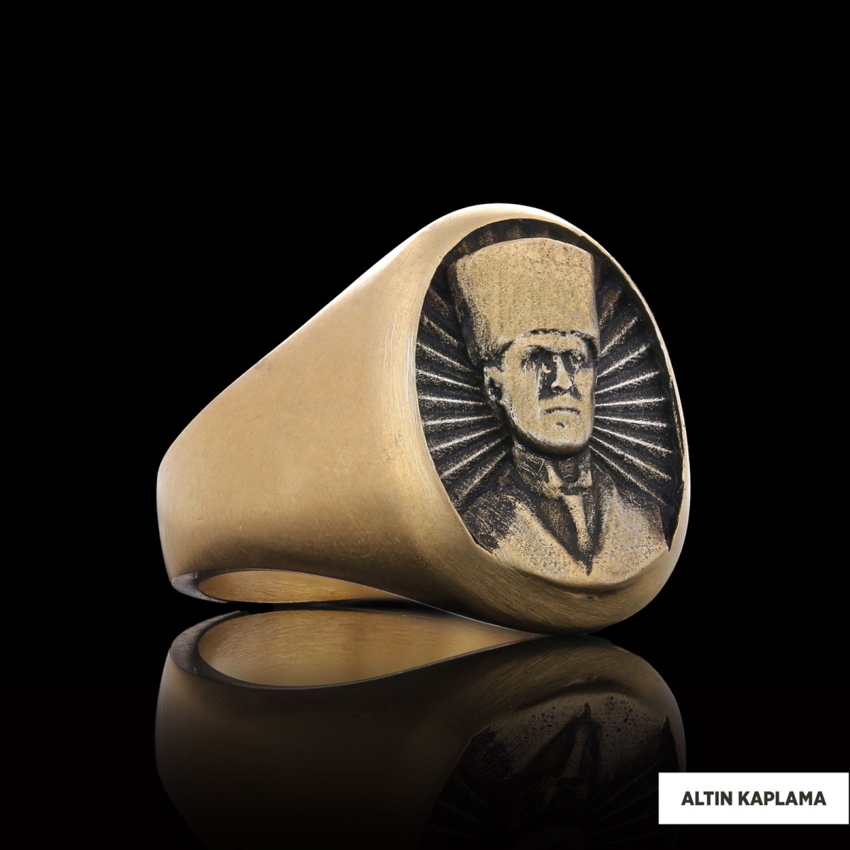 Mustafa Kemal Atatürk Portreli 925 Ayar Gümüş Yüzük