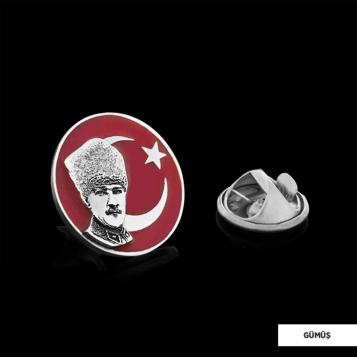Özel Tasarım Ay Yıldız Atatürk Rozet, Gümüş Atatürk Rozet
