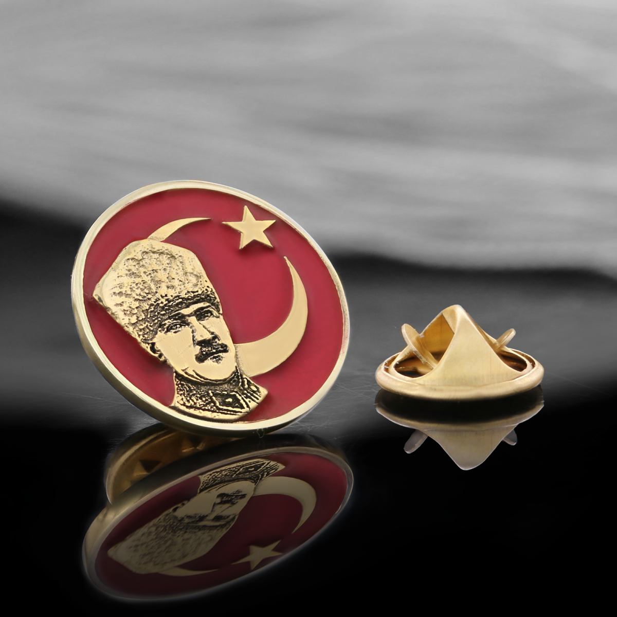 Özel Tasarım Ay Yıldız Atatürk Rozet, Gümüş Atatürk Rozet