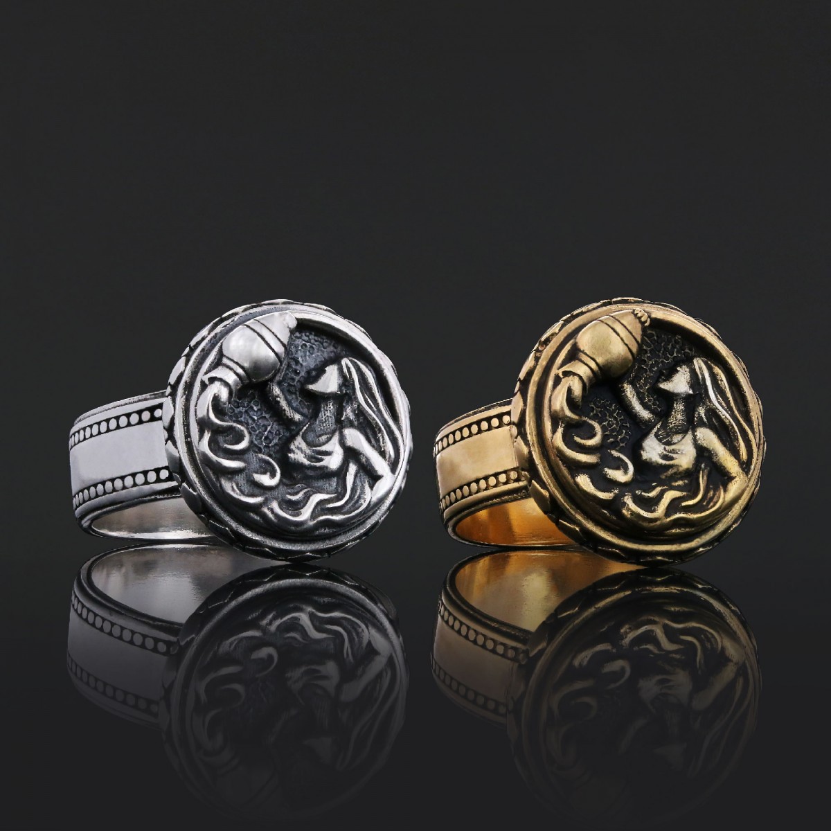 Özel Tasarım Kova Burcu 925 ayar Gümüş Kadın Yüzük Özel Tasarım Kova Burcu 925 ayar Gümüş Kadın Yüzük