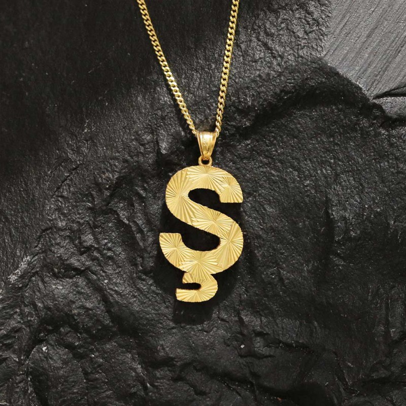 Özel Üretim Gümüş ve Gold Kaplama Unisex Üç Boyutlu Ş Harfli Hediye Kolye