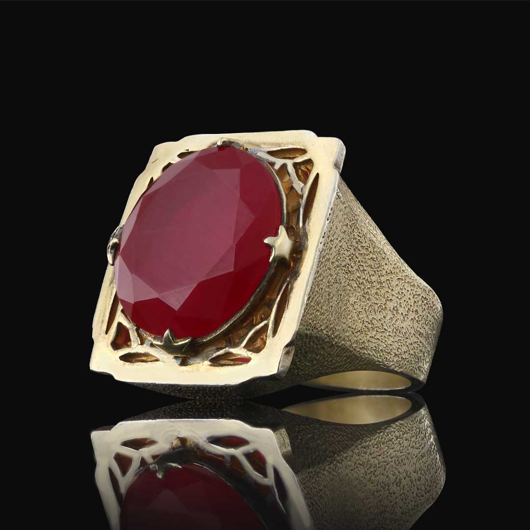 Ruby Taşlı Gümüş Yüzük