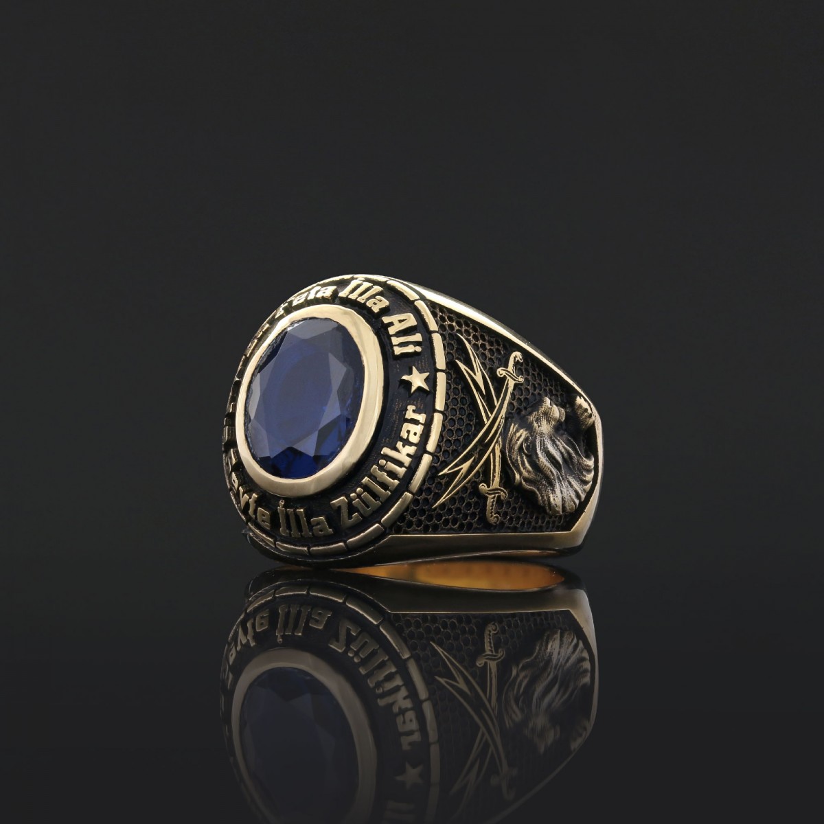 Taşlı Özel Tasarım El Yapımı Hz. Ali 925 Ayar Gümüş Yüzük Taşlı Özel Tasarım El Yapımı Hz. Ali 925 Ayar Gümüş Yüzük