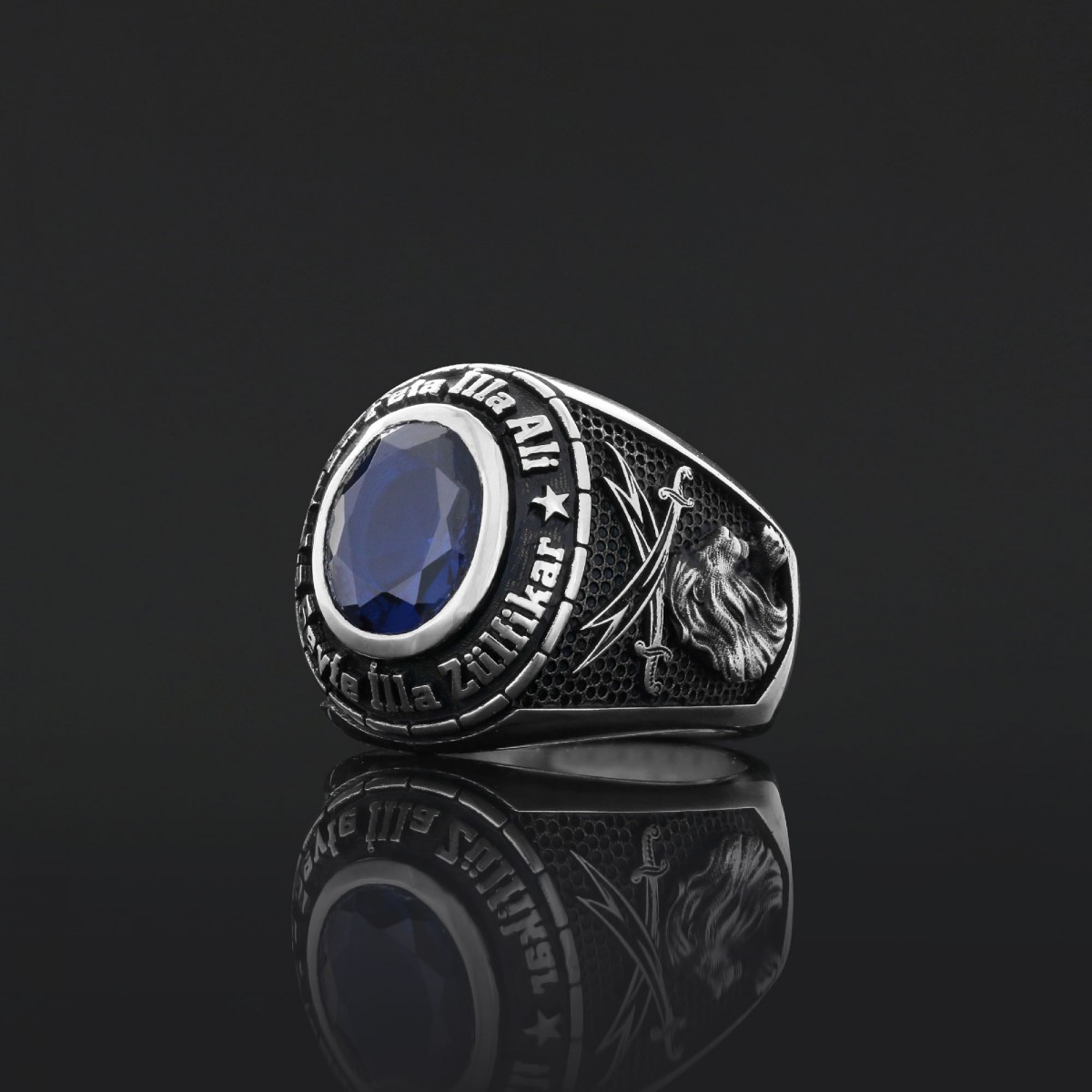 Taşlı Özel Tasarım El Yapımı Hz. Ali 925 Ayar Gümüş Yüzük Taşlı Özel Tasarım El Yapımı Hz. Ali 925 Ayar Gümüş Yüzük