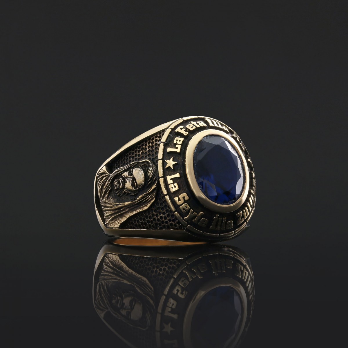 Taşlı Özel Tasarım El Yapımı Hz. Ali 925 Ayar Gümüş Yüzük Taşlı Özel Tasarım El Yapımı Hz. Ali 925 Ayar Gümüş Yüzük