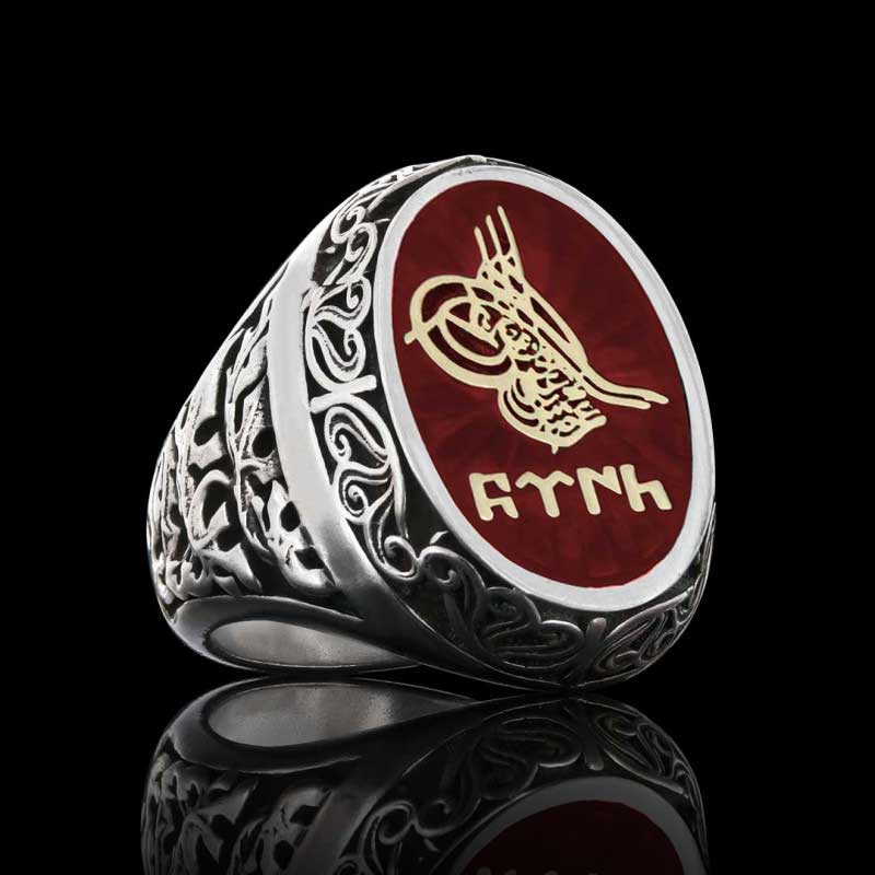 Tuğralı Gümüş Erkek Yüzüğü 925 Ayar Tuğralı Gümüş Erkek Yüzüğü 925 Ayar