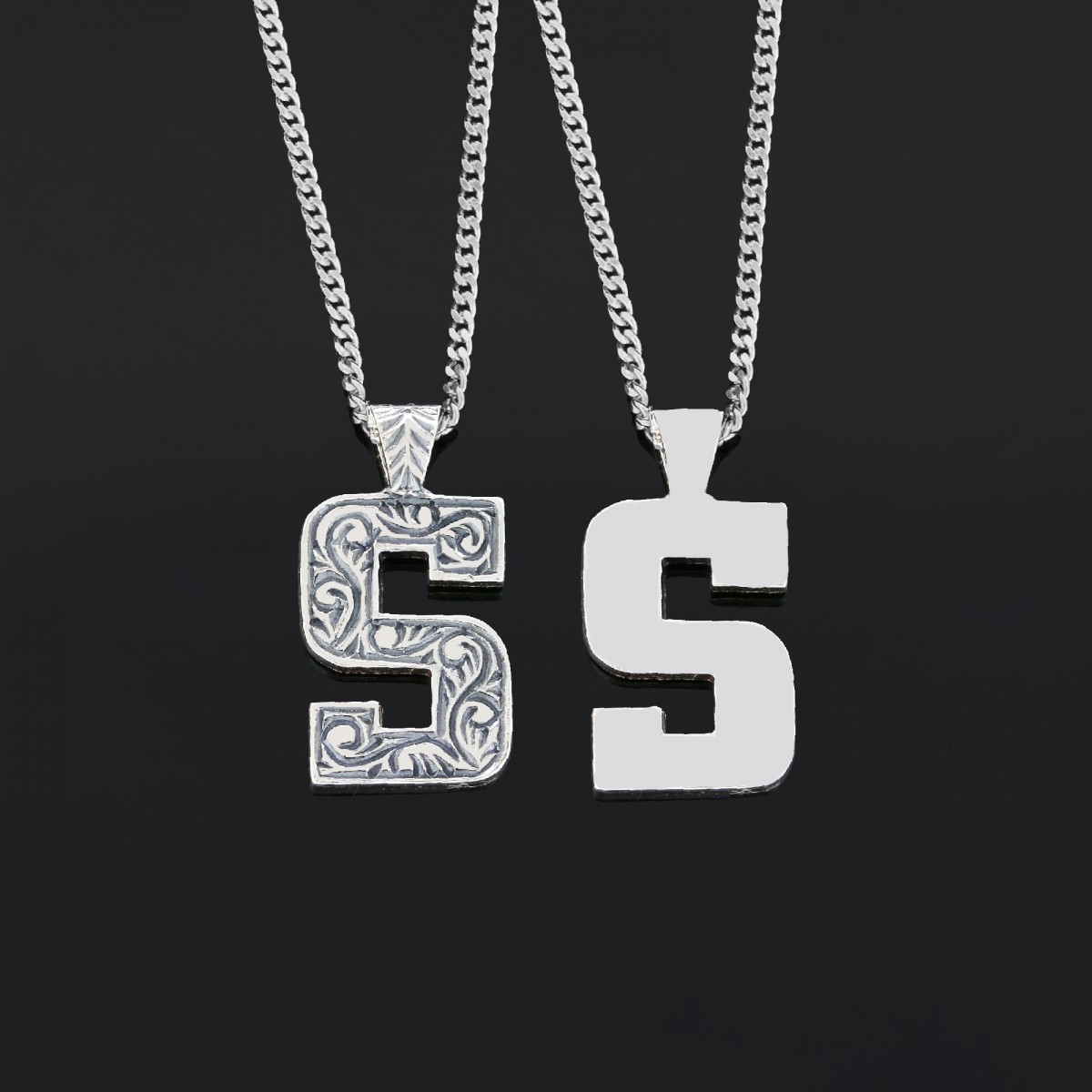 Unisex Üç Boyutlu Özel Üretim Gümüş ve Gold Kaplama S Harfli Hediye Kolye Unisex Üç Boyutlu Özel Üretim Gümüş ve Gold Kaplama S Harfli Hediye Kolye