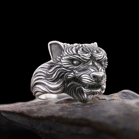 3 Boyutlu Gümüş Kurt Yüzük, Kurt Başlı Yüzük, Hayvan Takıları, Ona Hediye