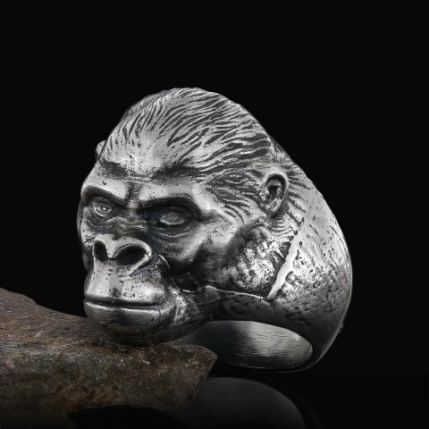 925 Ayar Gümüş 3 Boyutlu Goril Yüzük