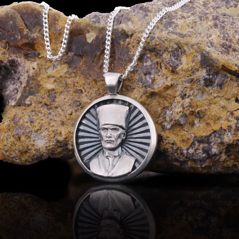 925 Ayar Gümüş 3D Atatürk Kolye