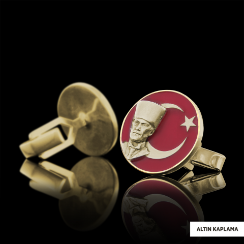 925 Ayar Gümüş Atatürk Kol Düğmesi, Atatürk Kol Düğmesi, Özel Tasarım ve Usta El İşçiliği Atatürk Kol Düğmesi