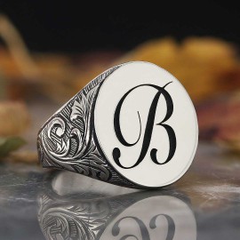 925 Ayar Gümüş Monogram B Harfli Yüzük