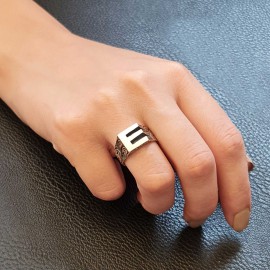 925 Ayar Gümüş Monogram E Harfi Bayan Yüzüğü