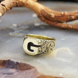 925 Ayar Gümüş Monogram G Harfi Bayan Yüzüğü