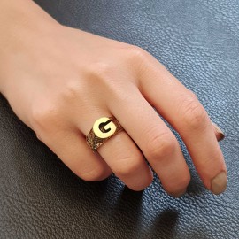 925 Ayar Gümüş Monogram G Harfi Bayan Yüzüğü