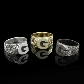 925 Ayar Gümüş Monogram G Harfi Bayan Yüzüğü