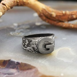 925 Ayar Gümüş Monogram G Harfi Bayan Yüzüğü